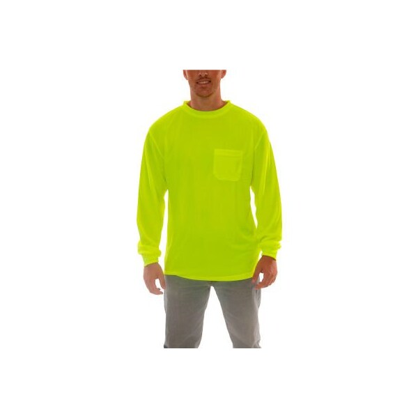 Tingley Long Sleeve Hi-Vis T-Shirt, Birds Eye Polyester, Lime, 3X S75502.3X - main